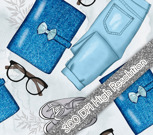 I Love Denim Clipart & Patterns in Illustrations - product preview 10