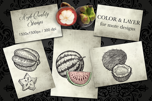 Procreate Tropical Fruit Stampset in Add-Ons - product preview 3