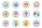 Virus bacteria cartoon characters