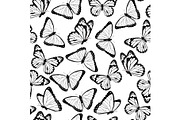 Black and white flying butterflies