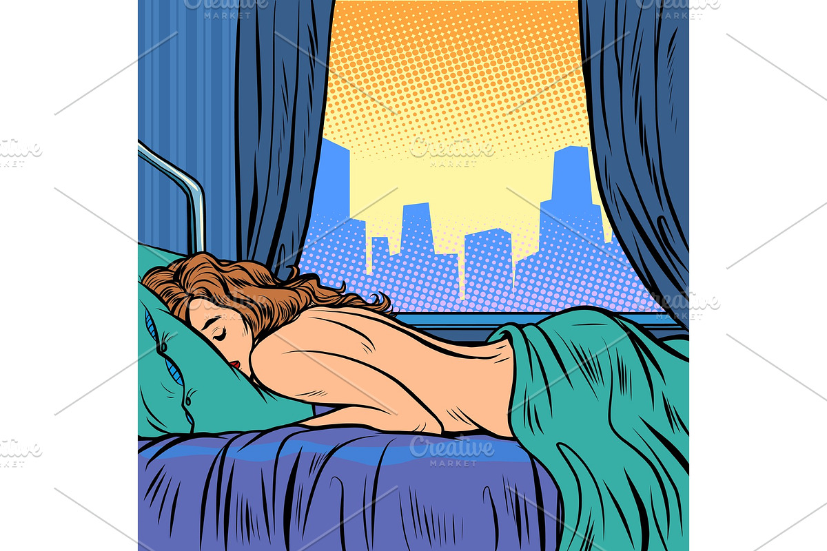 naked woman sleeping in Illustrations - product preview 8