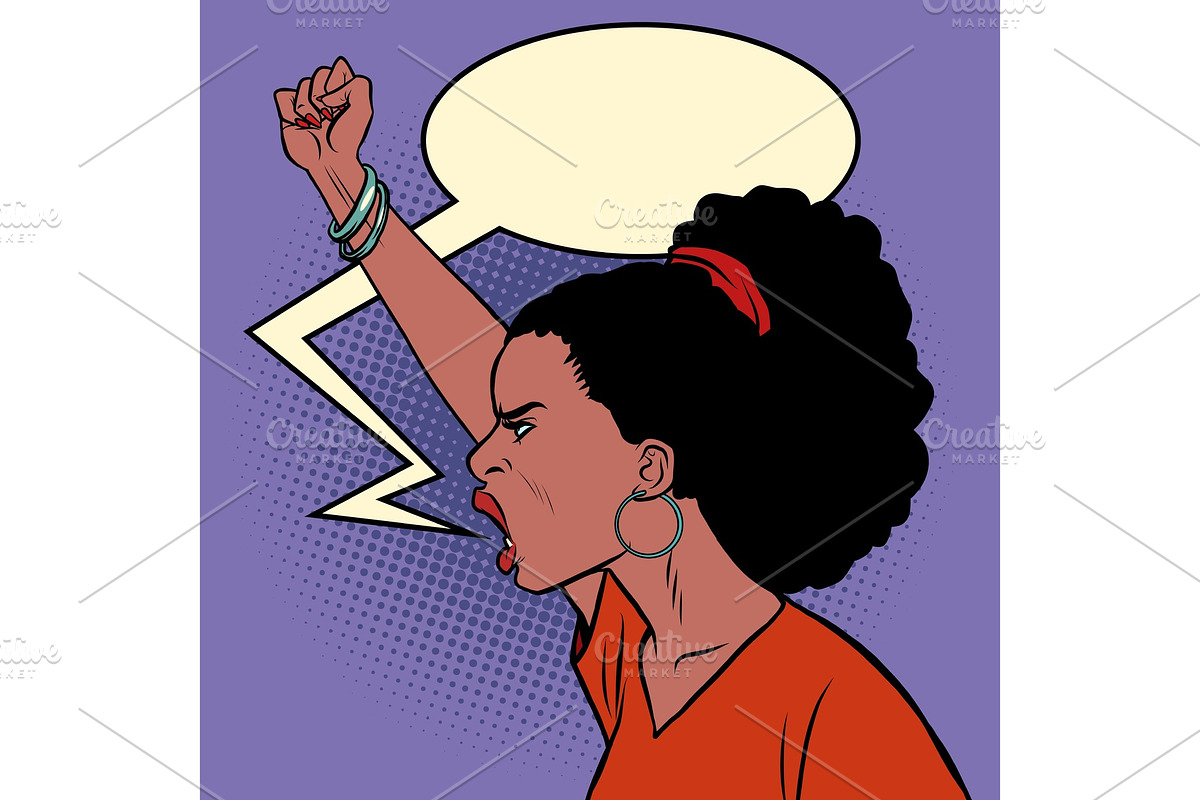 African woman protest in Illustrations - product preview 8