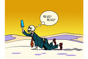 skeleton businessman looking for Wi