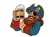 pirate funny character. wooden beer