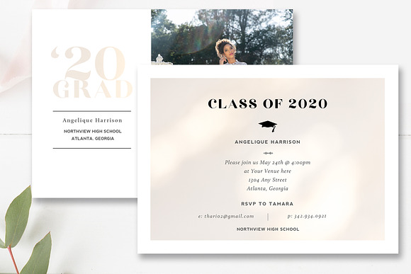 Gold Foil Grad Announcement PSD in Card Templates - product preview 1
