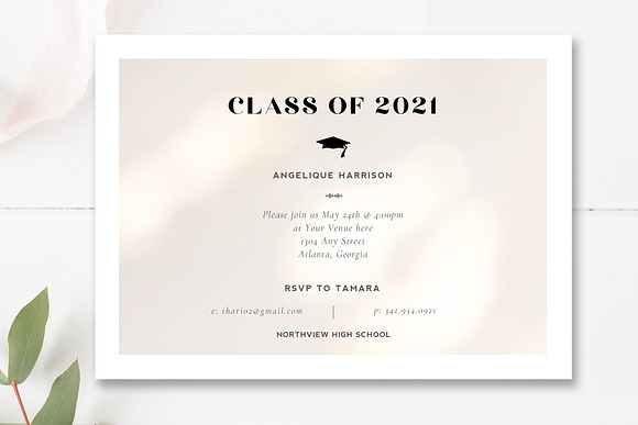 Gold Foil Grad Announcement PSD in Card Templates - product preview 4