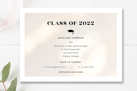 Gold Foil Grad Announcement PSD in Card Templates - product preview 5