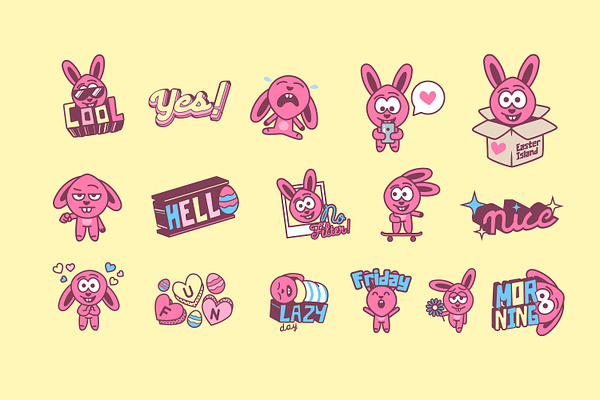 Peter Bunnys Vector Stickers Set