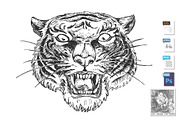 Angry wild growling tiger face