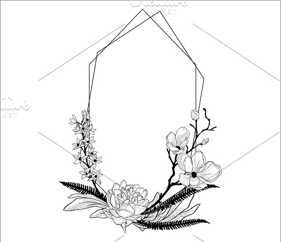 Geometric floral frames and dividers in Illustrations - product preview 1