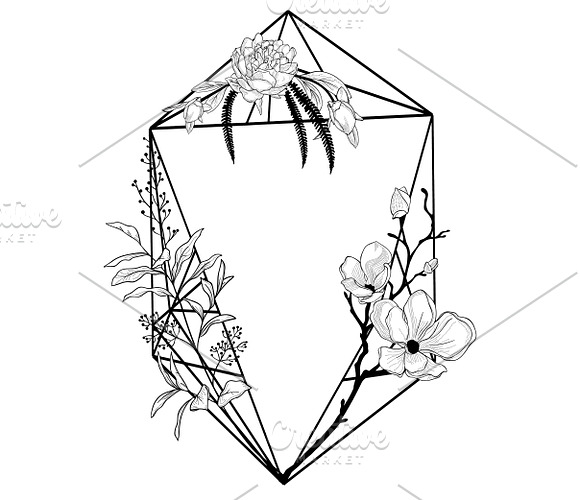 Geometric floral frames and dividers in Illustrations - product preview 2