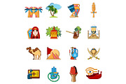 Arabic travel icons set