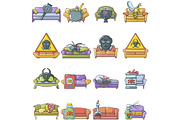 Disinfection icons set