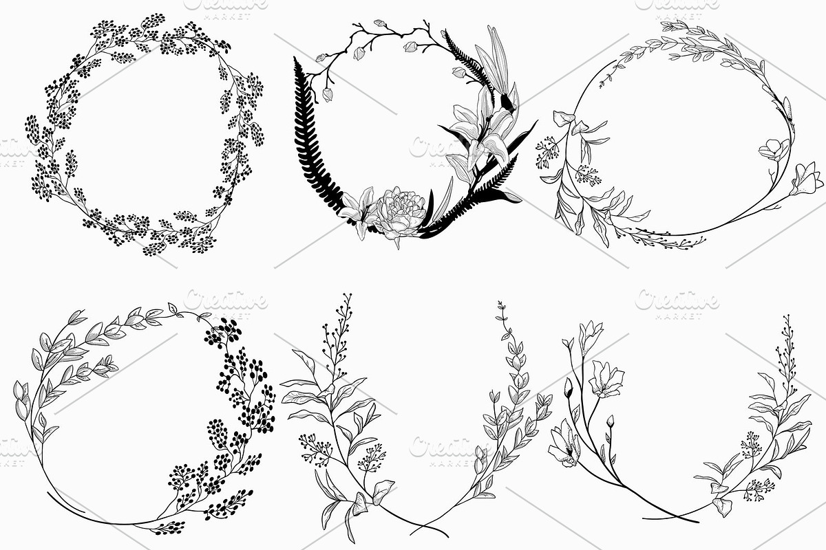 Geometric vector floral wreaths. in Illustrations - product preview 8