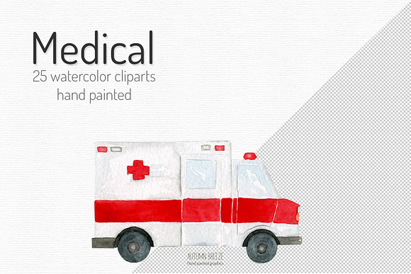 Watercolor Medical Clipart in Illustrations - product preview 2