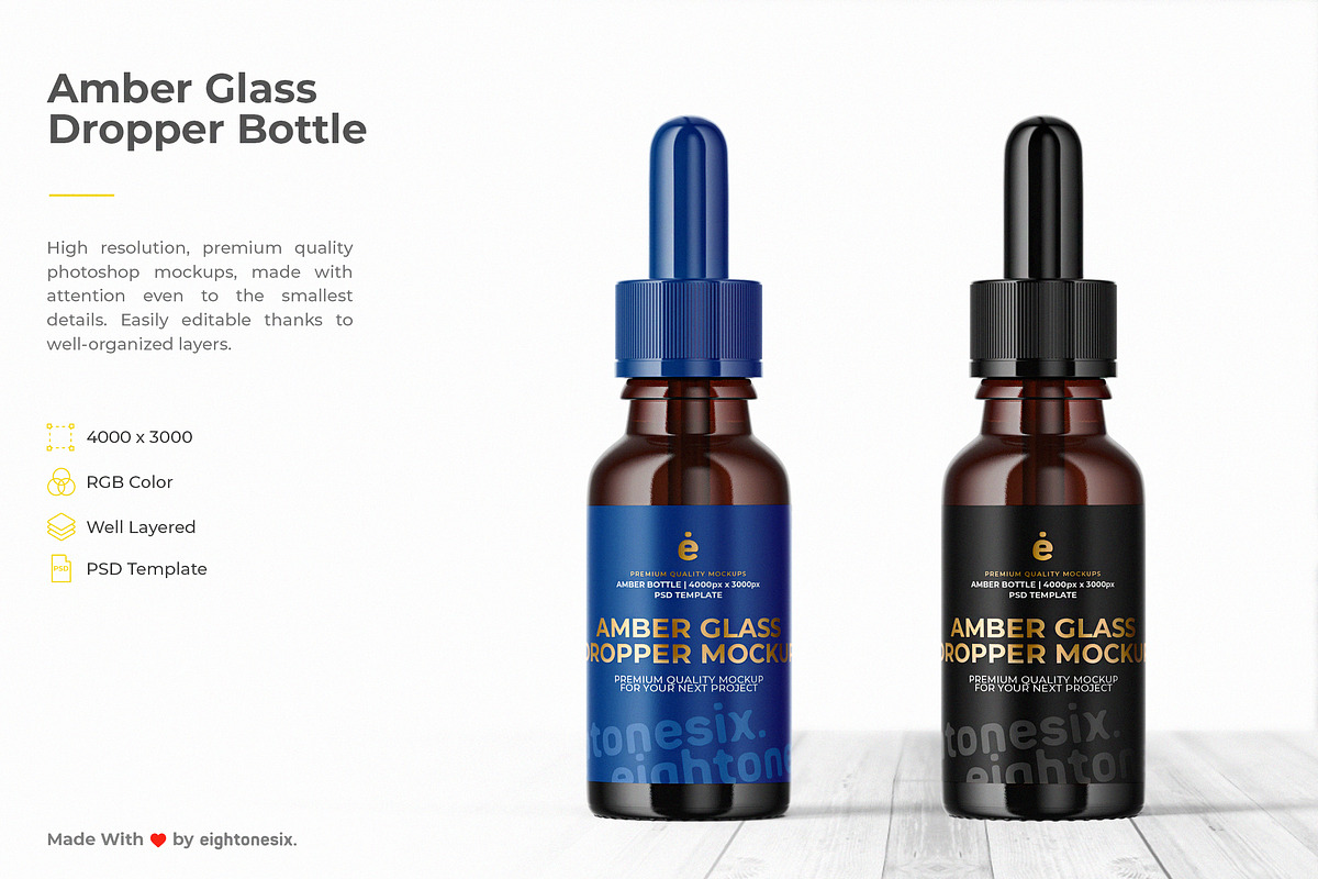 Amber Glass Dropper Mock-Up Template in Product Mockups - product preview 8