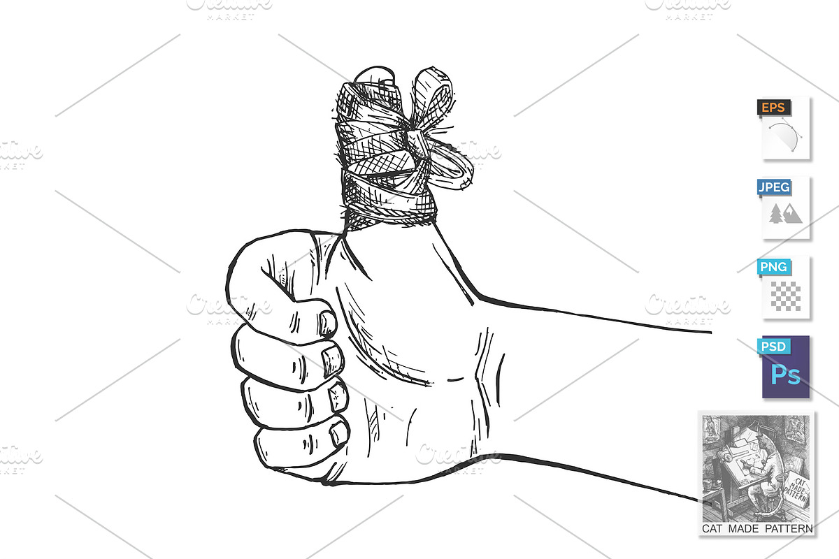 Damaged finger in medical bandage in Illustrations - product preview 8