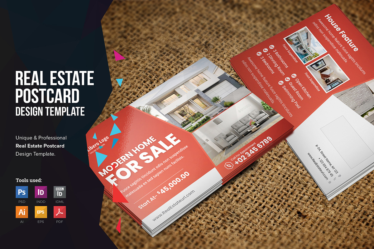 Real Estate Postcard Design v2 in Postcard Templates - product preview 8