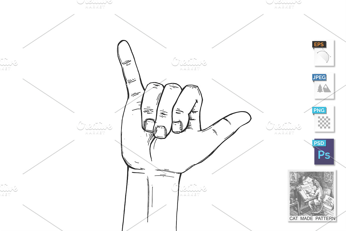 Call hand gesture sign sketch in Illustrations - product preview 8