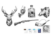 Hunting tools and animal head set