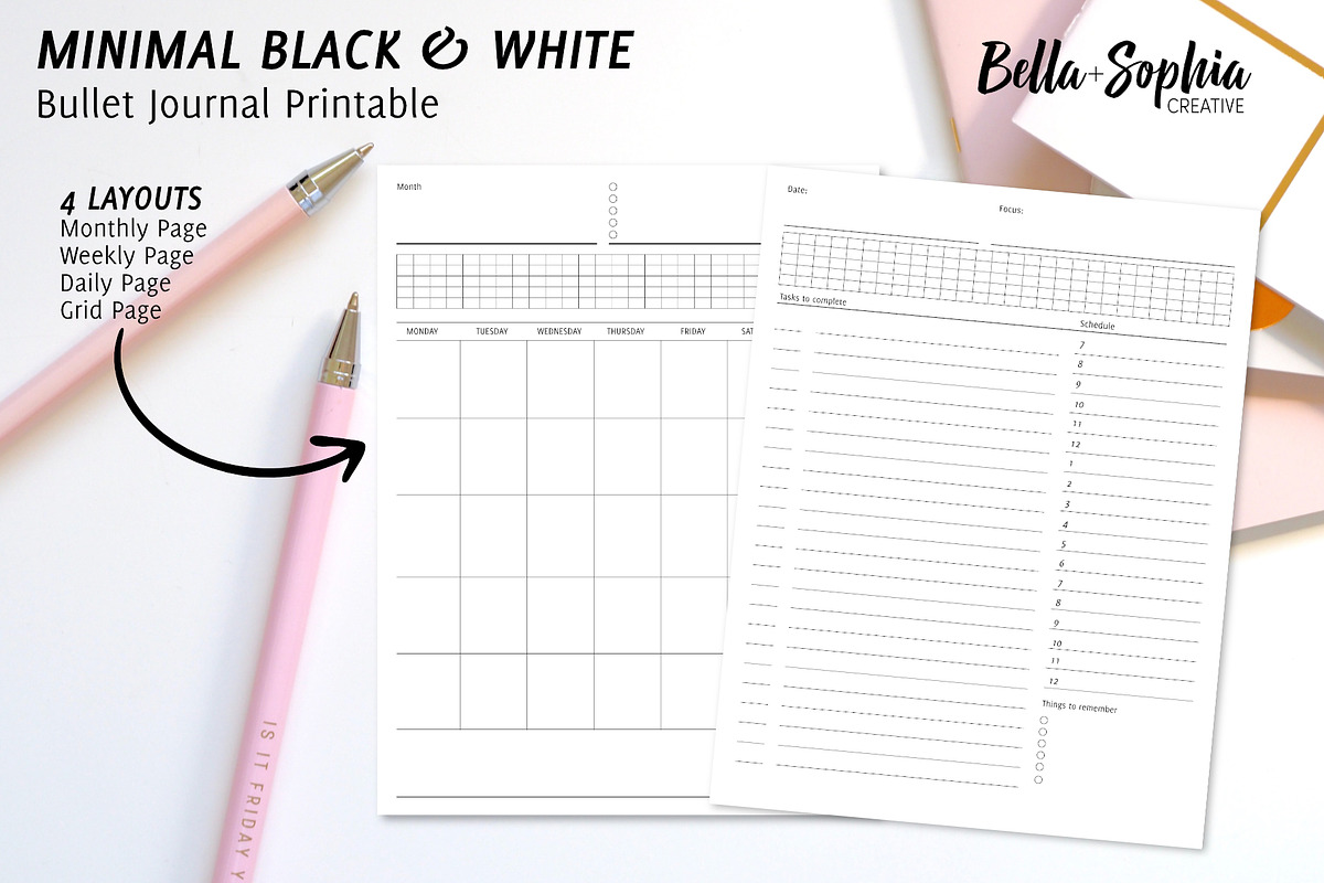 Minimal Bullet Journal Printable in Stationery Templates - product preview 8