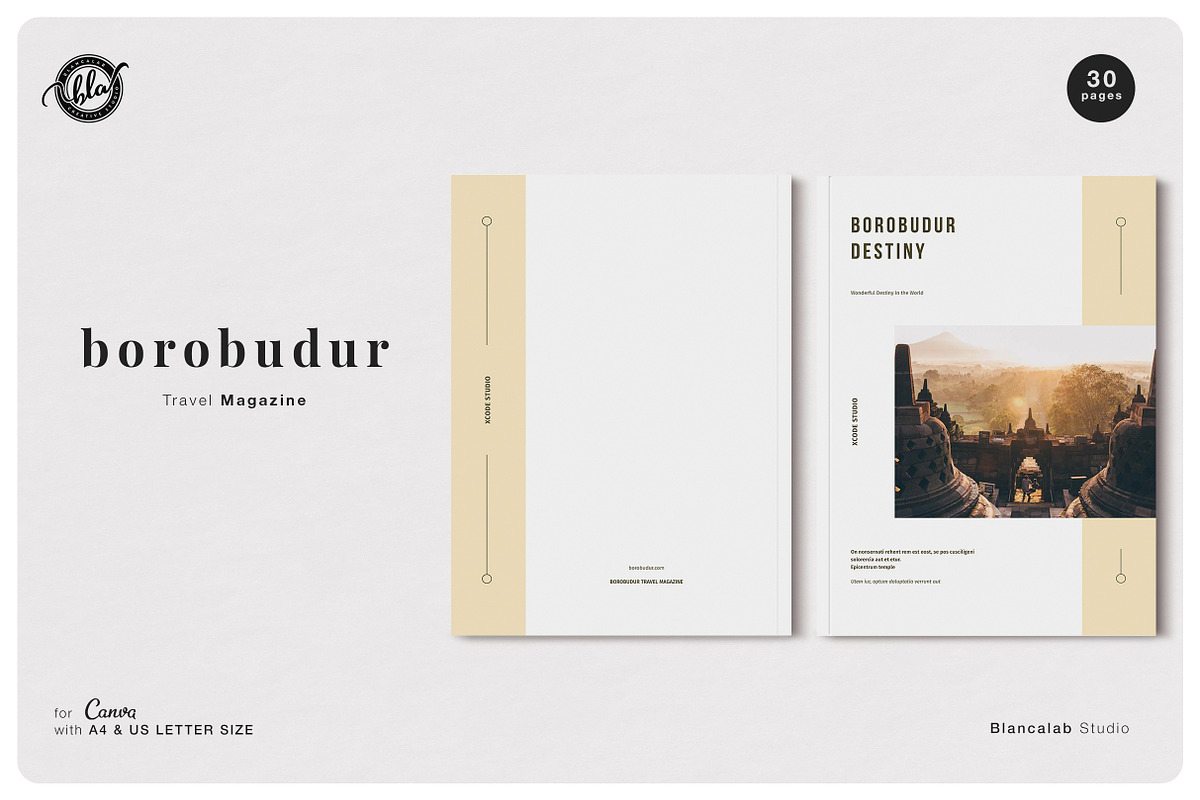 Canva Travel Magazine | Borobudur in Magazine Templates - product preview 8