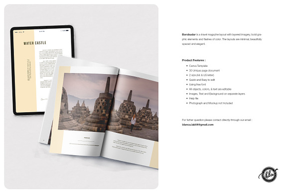 Canva Travel Magazine | Borobudur in Magazine Templates - product preview 1