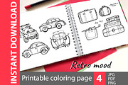 Retro - 4 coloring pages