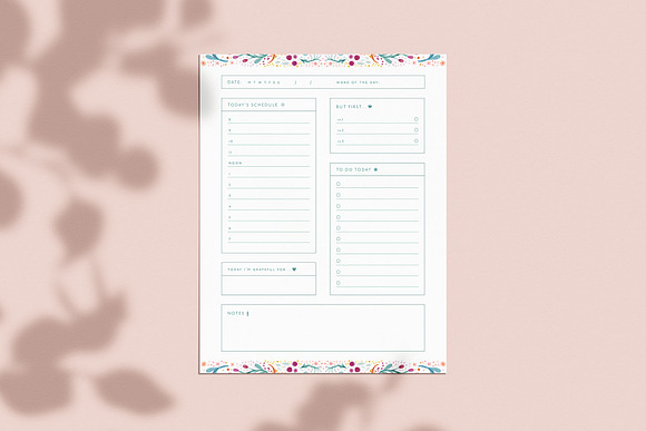 Floral Printable Planner Page Bundle in Stationery Templates - product preview 1