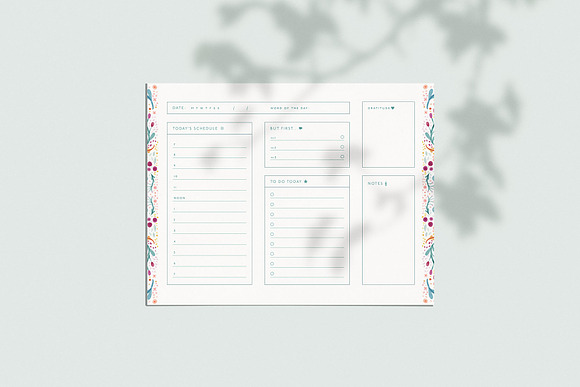 Floral Printable Planner Page Bundle in Stationery Templates - product preview 2
