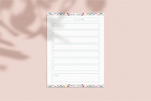 Floral Printable Planner Page Bundle in Stationery Templates - product preview 3