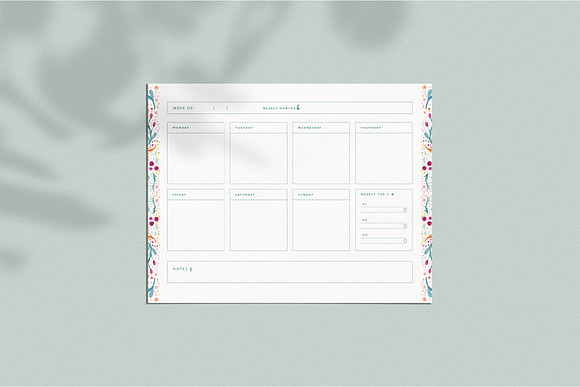 Floral Printable Planner Page Bundle in Stationery Templates - product preview 4
