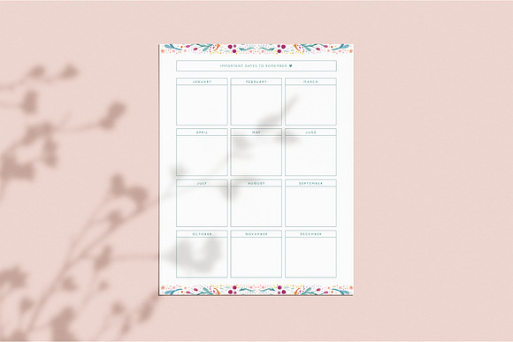 Floral Printable Planner Page Bundle in Stationery Templates - product preview 8