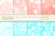 Coral & Turquoise Bokeh Papers