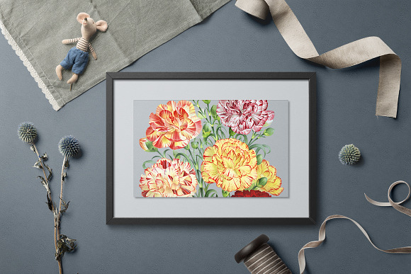 Bouquet Carnation Clipart Flowers in Illustrations - product preview 6