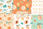 Greenery peaches digital paper
