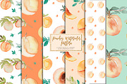 Greenery peaches digital paper