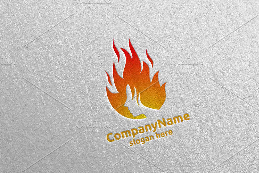 Fire and Flame Woman Face Logo 19