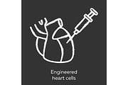 Engineered heart cells chalk icon