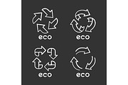 Eco labels chalk icons set