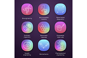 Bioengineering app icons set