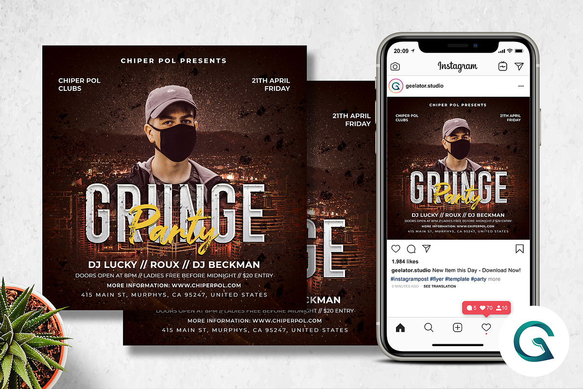 Grunge Party Flyer Template in Flyer Templates - product preview 8