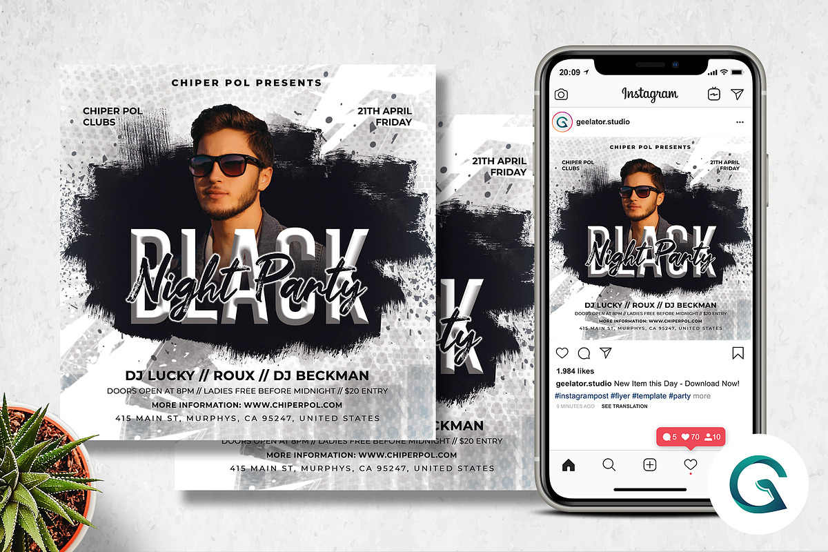Black Night Party Flyer in Flyer Templates - product preview 8