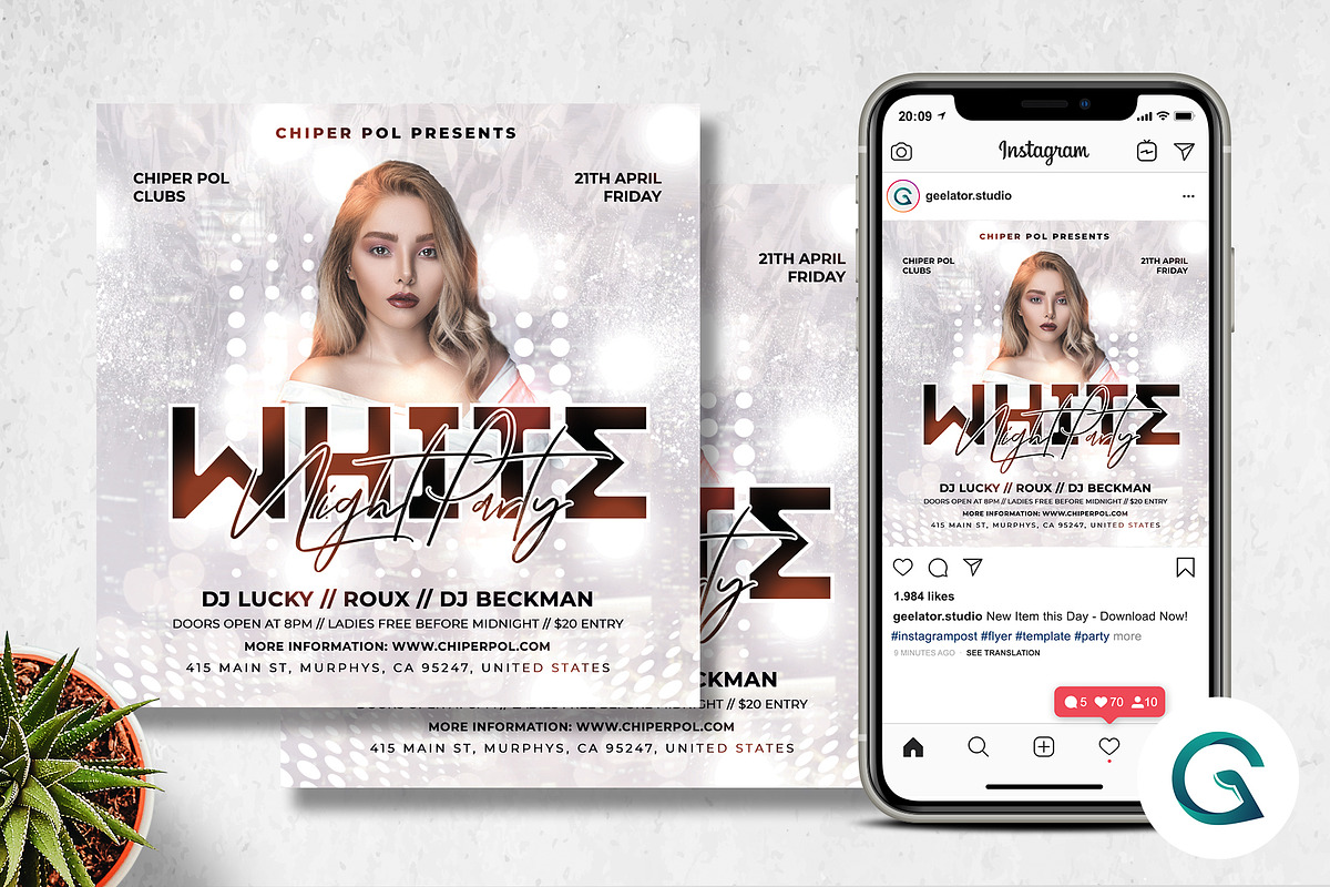 White Night Party Flyer in Flyer Templates - product preview 8