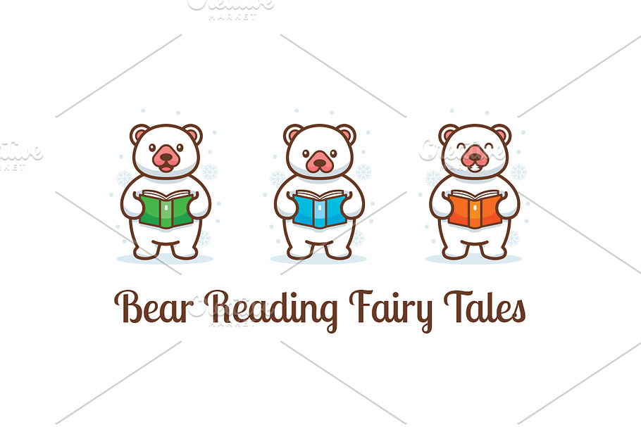 Bear reading fairy tales clipart