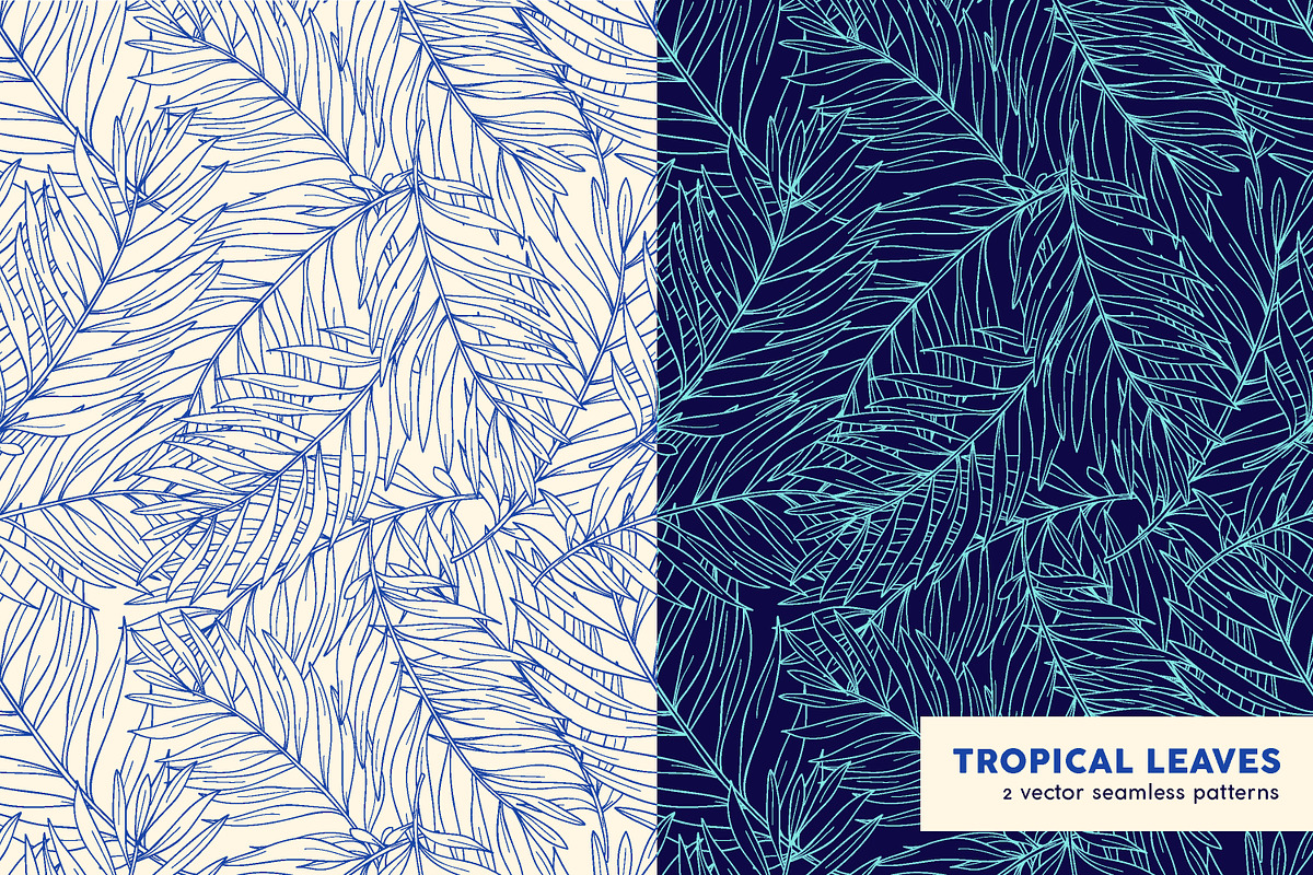 Tropical leaves seamless patterns in Patterns - product preview 8
