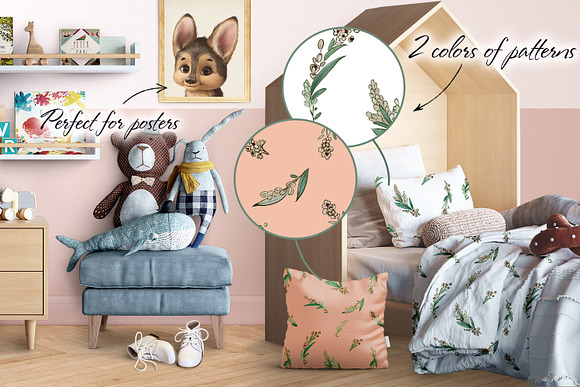 Baby dog (animal portrait) & pattern in Illustrations - product preview 4