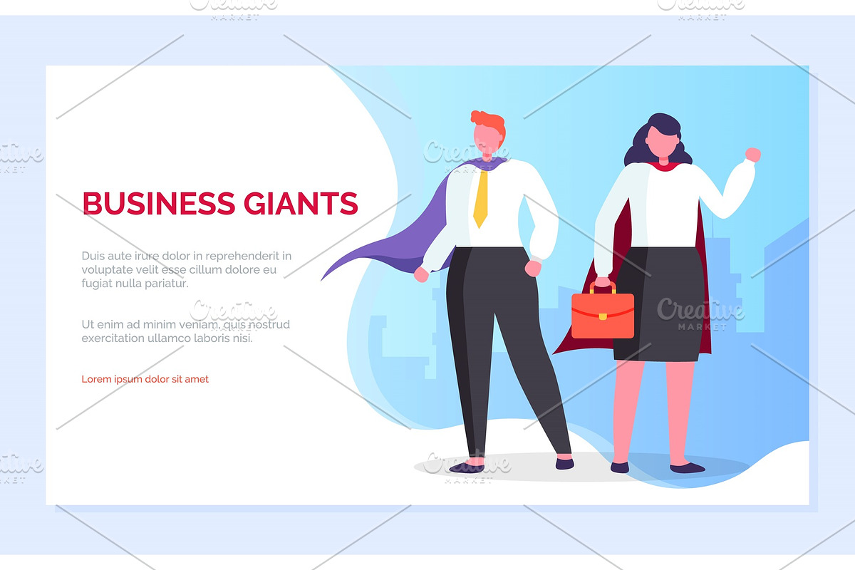 Business Giants People Man and Woman in Illustrations - product preview 8