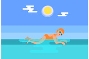 Breaststroke Female Swimmer Vector