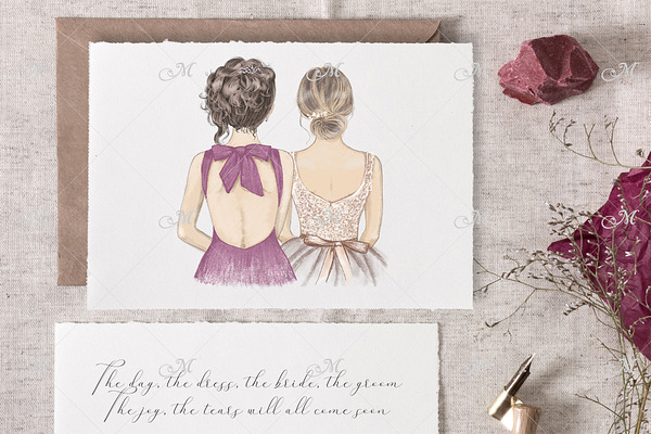 Bride & Bridesmaid illustrations